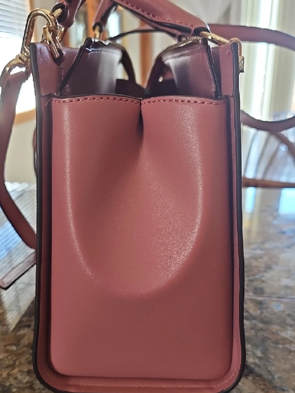 Michael Kors Marilyn Rose Pink Saffiano Leather Satchel with Gold Hardware - Picture 6 of 13